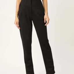 ZASTRAA Black Solid Trousers-picture-29
