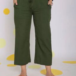 KAORI BY SHREYA AGARWAL Green Linen Solid Pants-image-78