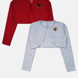 Kiddopanti Red & Grey Melange Regular Shrugs2 Shrug-image-31