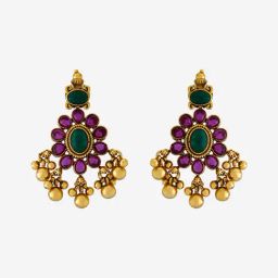 Kushal's Fashion Jewellery Ruby Green Gold Polished Antique Earring for Women-picture-45