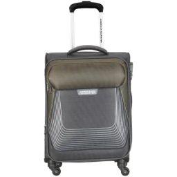 American Tourister Southside Lite Grey & Olive Striped Soft Cabin Trolley Bag - 58 cm-image-51