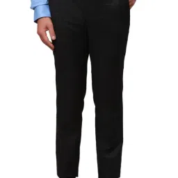 Raymond Black Slim Fit Checks Trousers-image-21