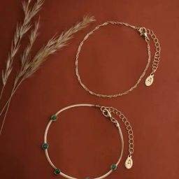 Accessorize London Station Gem Anklet - Set of 3-55
