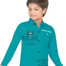 BAESD Boys Classic Regular Fit Spread Collar Typography Printed Cotton Casual Shirt-image-65