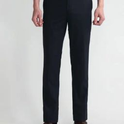 Arrow Navy Regular Fit Self Pattern Trousers-image-35