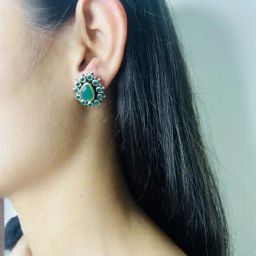 Arte Jewels 925 Sterling Silver Emerald Stone Earrings for Women-image-59