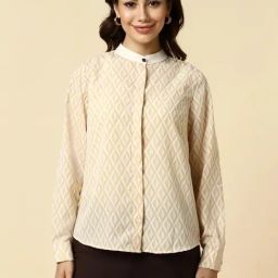 Allen Solly Beige Chequered Shirt-image-91