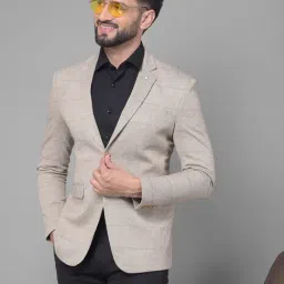 Crimsoune Club Grey Slim Fit Checks Blazer-image-48