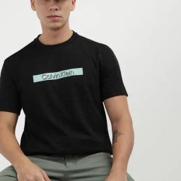 Calvin Klein Ck Black Cotton Regular Fit Print T-Shirt-image-70
