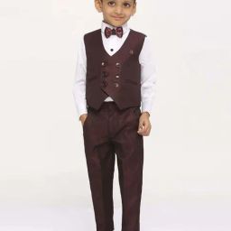 Kids Island Boys Maroon Solid Full Sleeves Suit Set-image-67