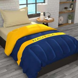 Nautica Signature Navy & Yellow Fabric 110 GSM Single Comforter-image-29