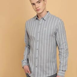 Wrangler Grey Cotton Regular Fit Striped Shirt-picture-42