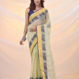 Arhi Lemon Yellow Cotton Polyblend Woven Design Saree-picture-9
