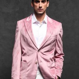 Rare Rabbit Pink Tailored Fit Solid Blazer-image-8