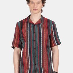 Blu MNKY Men Smart Slim Fit Multi Stripes Striped Casual Shirt-image-92