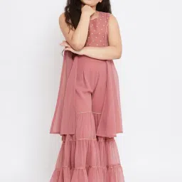 StyloBug Girls Pink Kurti Set-image-22