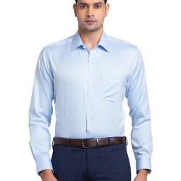 Park Avenue Blue Regular Fit Texture Shirt-image-95