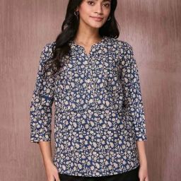 Fabindia Blue Floral Printed Top-image-7
