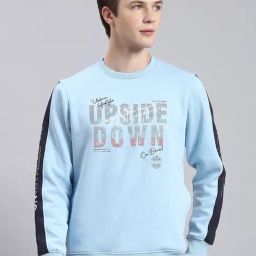 Monte Carlo Light Blue Regular Fit Printed Sweatshirt-39