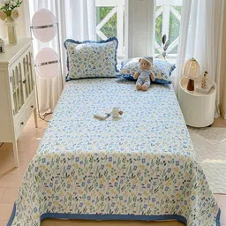 JC HOME White & Blue Printed 162 GSM Double Superking Bed Cover-picture-21