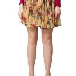 Cation Yellow Floral Print Mini Skirt-image-16