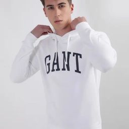 GANT WhiteRegular Fit Printed Hooded Sweatshirt-image-96