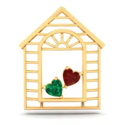 P.C. Chandra Jewellers 22k Yellow Gold Home Shaped Two Heart Shaped Stones Pendant-image-74