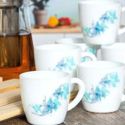 Cello White & Blue Glass Coffee Mug (0.1 L) - Set of 12-image-89