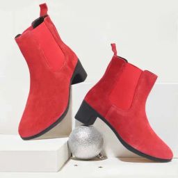 Fausto Women's Red Chelsea Boots-image-63