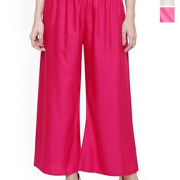 MIXFIT Women Pack of 3 High-Rise Relaxed Fit Flat-Front Cotton Parallel Trousers-picture-2
