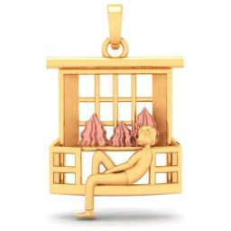 P.C. Chandra Jewellers 22k Yellow Gold In The Shape Of A Boy Gazing Through A Window Pendant-image-41