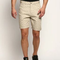 SHOWOFF Beige Slim Fit Printed Shorts-picture-36
