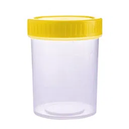 Abdos 120 ml Capacity Sample Container Sterile and Individually Wrapped With Label and Yellow Color Cap, P40115-0