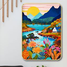 Myntra Elegant Homes Orange & Pink River Wood Wall Art-image-54
