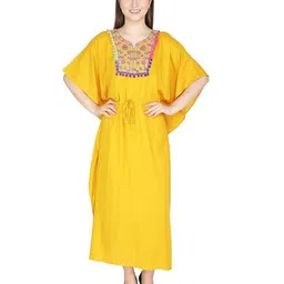 UKAL Embroidered Kimono Sleeves Kaftan Maxi Dress-image-48