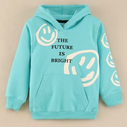 Doreme Full Sleeves Knit Sweatshirt Text & Smiley Print- Blue-picture-14
