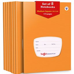 Target Publications Medium Square Maths Notebooks Pack of 8 -  172 Pages Each-25