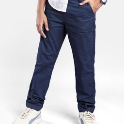 Pine Kids Full Length Cotton Elastane WovenSolid Trousers - Mid Blue-image-84