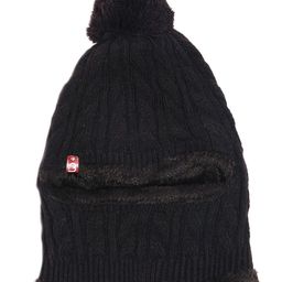 BHARATASYA Pom Pom DetailedWoolen Knitted Fur Cap With Neck Warmer - Black-image-10