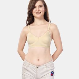 Fabme Cotton Sleeveless Solid Non Padded Maternity Nursing Bra - Skin Beige-image-37