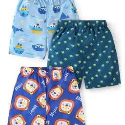 Babyhug Cotton Woven Boats & Lions Printed Boxers Pack of 3 - Multicolour-10