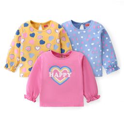 Babyhug Cotton Knit Full Sleeves Top with Heart & Polka Dot Print Pack of 3 - Multicolor-picture-21