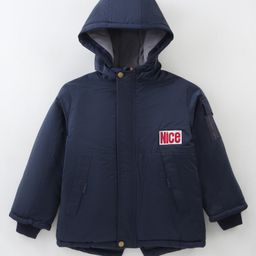 Kookie Kids Full Sleeves Hooded Winter Jacket With Solid Colour - Navy Blue-image-113