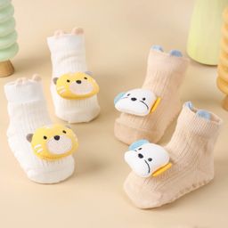 Kicks & Crawl Pack Of 2 Cuddly Animals Socks - Brown & White-image-38