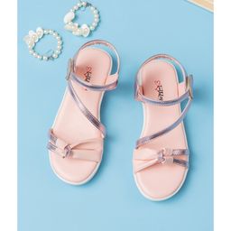 Toothless Knot Designed Sandals With Velcro Closure - Pink-image-18