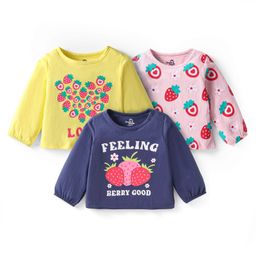 Doodle Poodle Single Jersey Knit Full Sleeves Tops with Strawberry Print Pack of 3 - Yellow Pink & Navy Blue-image-62