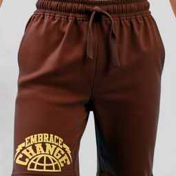 Pine Kids Looper Knit Above Knee Length Shorts With Text Print - Brown-image-33