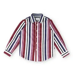 Pepe Jeans Cotton Woven Full Sleeves Striped Shirt - White Green & Red-picture-46