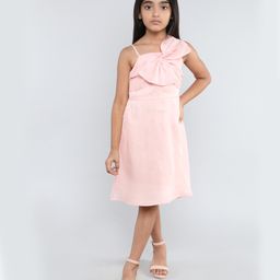 Taffykids Organza Sleeveless Bow Applique Detailed Singlet Dress - Peach-image-80