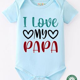 BLUSHES 100% Cotton Fathers Day Theme Half Sleeves I Love My Papa Text Printed Onesie - Aqua Blue-picture-23